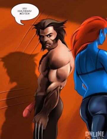 Hentai de sexo com Wolverine tarado fodendo a Mistica puta